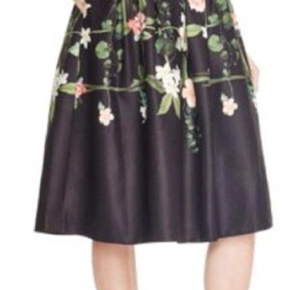 Ted Baker Black Floral A-Line Skirt